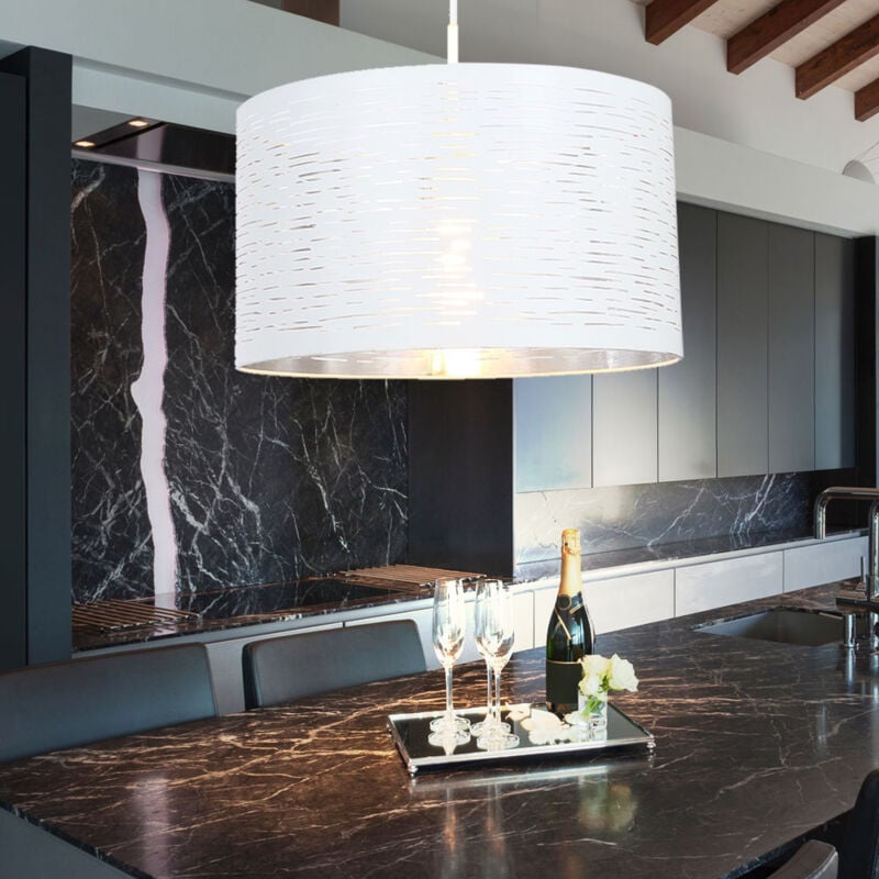 Globo Lighting - Suspension lampe à suspension lumière parapluie lampe de salon en blanc, métal chromé, ronde, 1x E27, DxH 38x120 cm