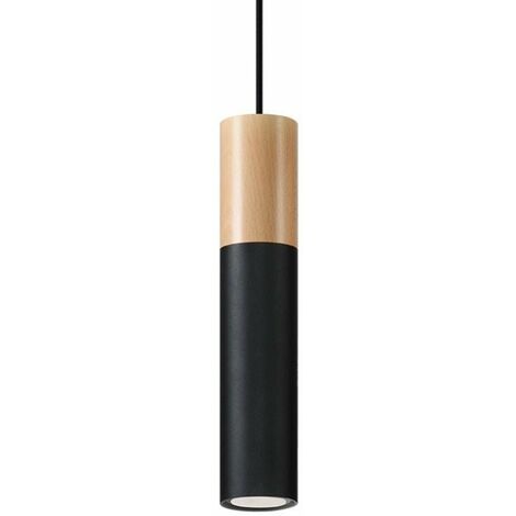 Suspension Lampe Bois Noire pour Ampoule GU10 - SILUMEN