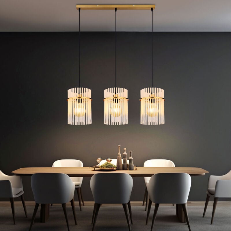 Globo - Suspension lampe de salle à manger plafonnier à 3 lampes or 3 lampes