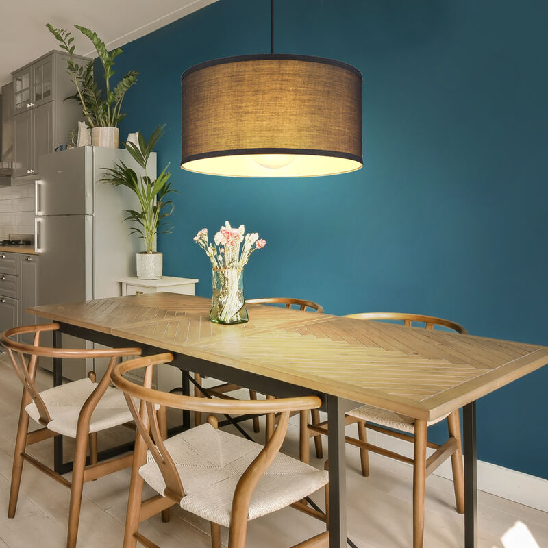 Suspension led Lampe à suspendre Lampe de salle à manger Plafonnier Lampe de salon, métal textile anthracite, 1x E27 led blanc chaud, d 40 cm