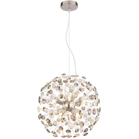 Suspension lampe de salle à manger suspension G9 LED cristal fumé clair 8 flammes