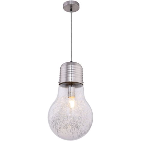 Suspension lampe de salon lampe de salle à manger plafonnier, métal verre aluminium laiton clair, ampoule design, 1x E27, H 135 cm