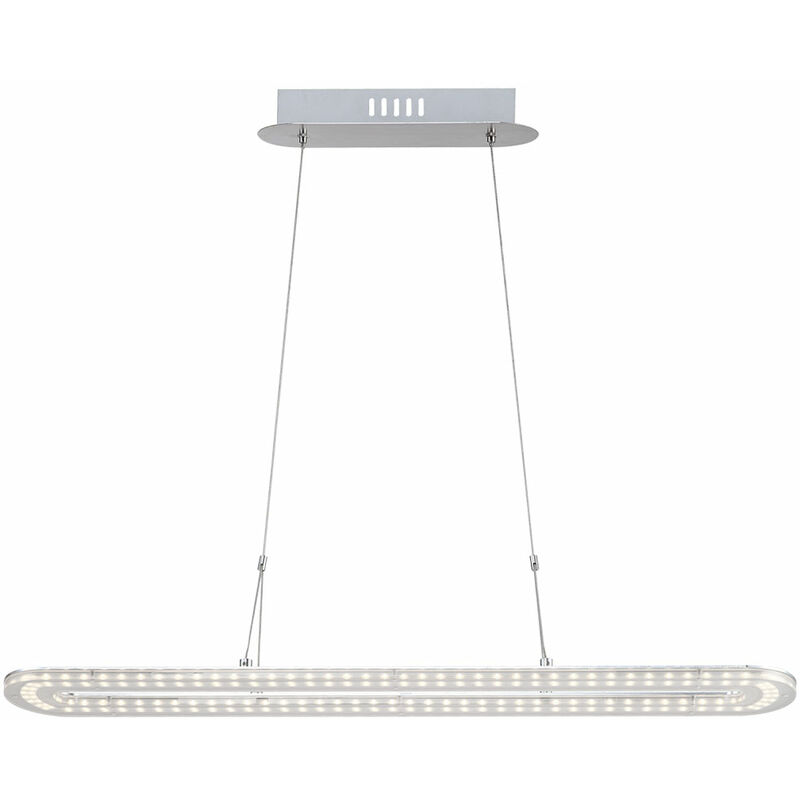 Suspension lampe de table à manger suspension LED plafonnier chrome, 18W 1260lm 3000K, HxLxP 120x80x15 cm