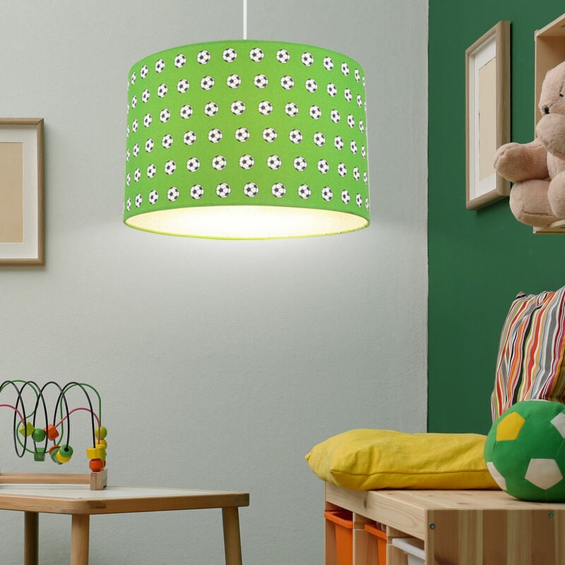 Suspension lampe pour enfant lampe pour chambre d'enfant plafonnier salle de jeux, métal blanc vert, 1x douille E27, DxH 35x120 cm