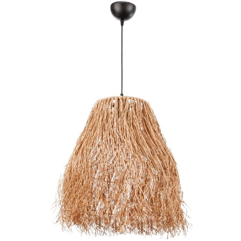 Suspension Lampe Raffia en Métal et Cordes Fines, Abat-jour Ø35cm, Hauteur Totale 98cm, E27, 40W Max