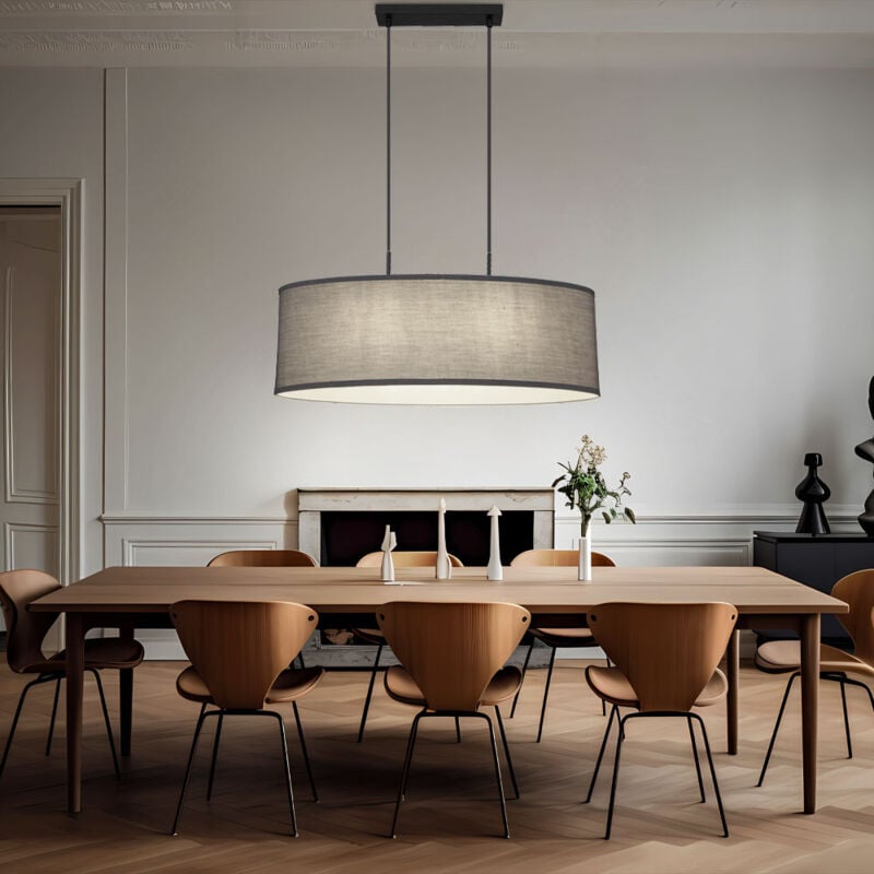 Suspension led Lampe de salle à manger Plafonnier Lampe de salon, métal textile, noir anthracite, 2x 9W 2x 810 lm blanc chaud, l 75 cm