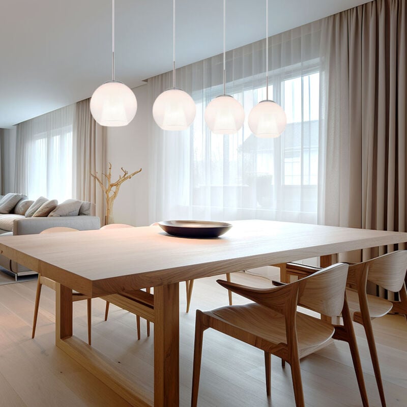 Globo Lighting - Suspension lampe salle à manger suspension 4 lampes boule de verre cristaux opale E27