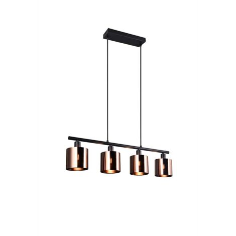 Suspension lampe salle à manger suspension noir bronze 4 flammes E14 L 75 cm
