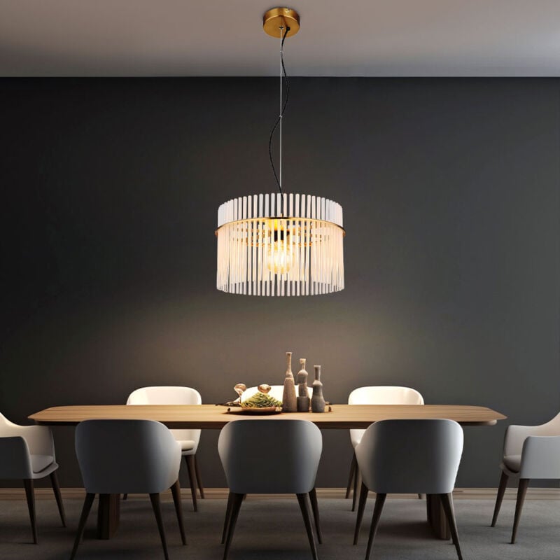 Globo Lighting - Suspension led Lampe de salle à manger en verre doré Plafonnier, métal noir barres de verre, 1 flamme, 7W 806lm blanc chaud, d 40 cm