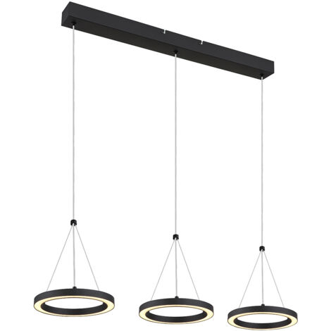 Suspension lampe suspendue lampe de salon LED fonction mémoire noir H 120 cm