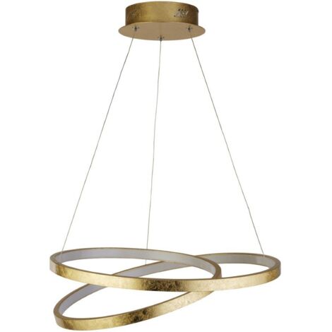 Suspension lampe suspendue lampe de table à manger anneau LED doré lampe de salon H 130 cm