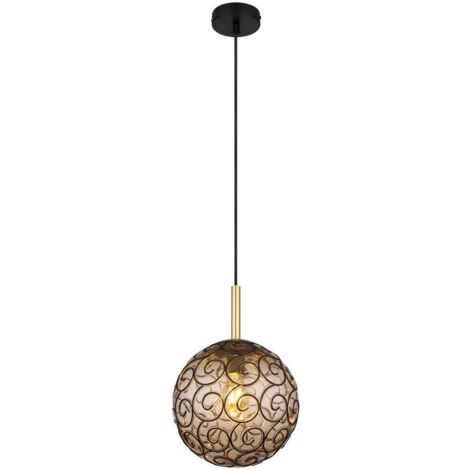 Suspension lampe suspendue lampe de table à manger noir or verre lampe de salon ambre