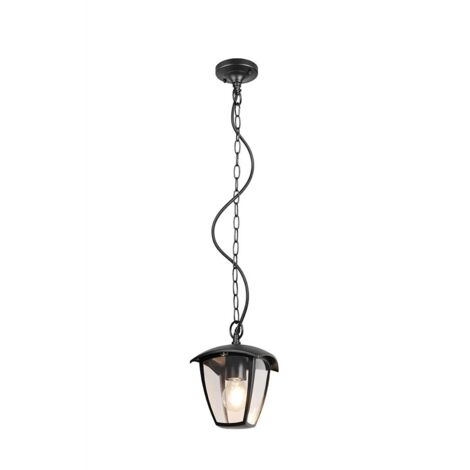 Suspension lampe suspendue plafonnier aluminium noir lanterne IP44 H 82 cm