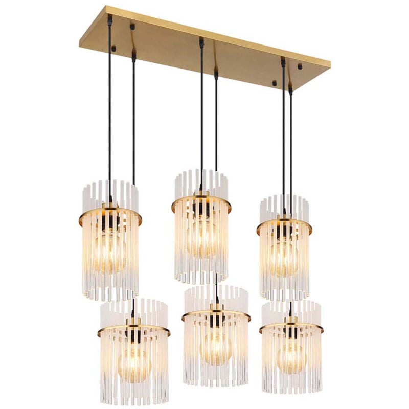 Globo - Suspension lampe suspendue plafonnier lampe de salle à manger verre doré 6 lampes