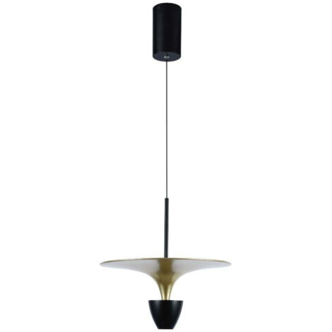 Suspension lampe suspendue plafonnier LED métal noir doré 4000K H 140 cm