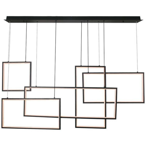 Suspension lampe suspendue plafonnier métal noir dimmable LED H 158 cm
