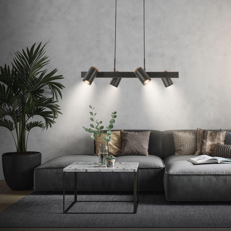 B.k.licht - Briloner duta Suspension luminaire, orientable, douille GU10, à 4 ampoules, noir bois, 80 x 24,9 x 120 cm B.k.licht - Briloner duta Suspension luminaire, orientable, douille GU10, à 4 ampoules, noir bois, 80 x 24,9 x 120 cm