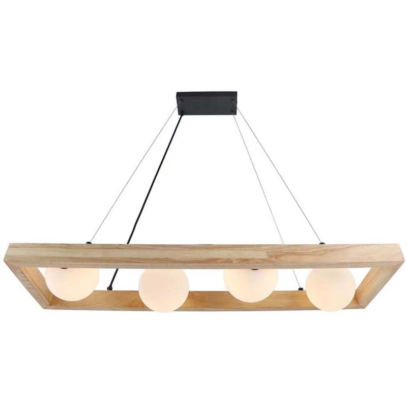 Nowa - Suspension Lampe à suspendre Lampe de table à manger Verre Boules Lampe en bois brun h 150 cm Nowa - Suspension Lampe à suspendre Lampe de table à manger Verre Boules Lampe en bois brun h 150 cm