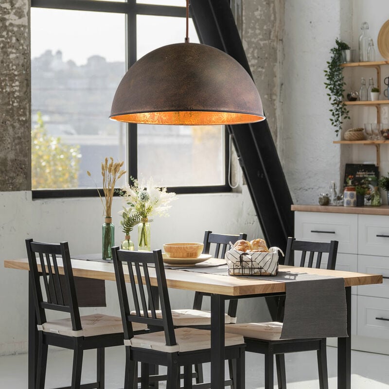 Globo Lighting - Suspension led Lampe de table à manger dorée industrielle rétro Lampe à suspendre vintage cuisine, métal couleur rouille, 7W 806lm