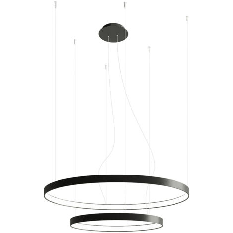 Suspension lampe suspension design lampe de salon anneaux LED noir D 78cm