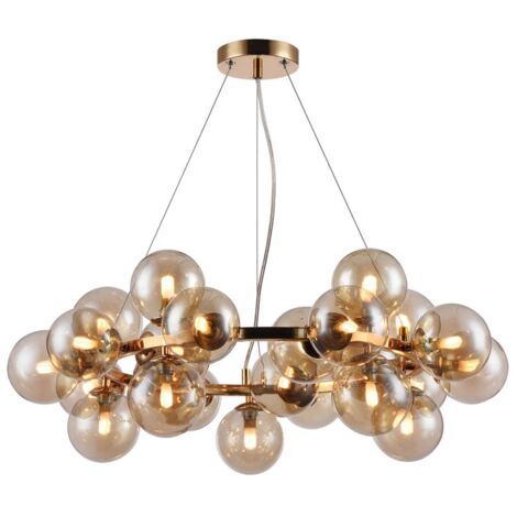 Suspension lampe suspension plafonnier lampe salle à manger or ambre D 69 cm