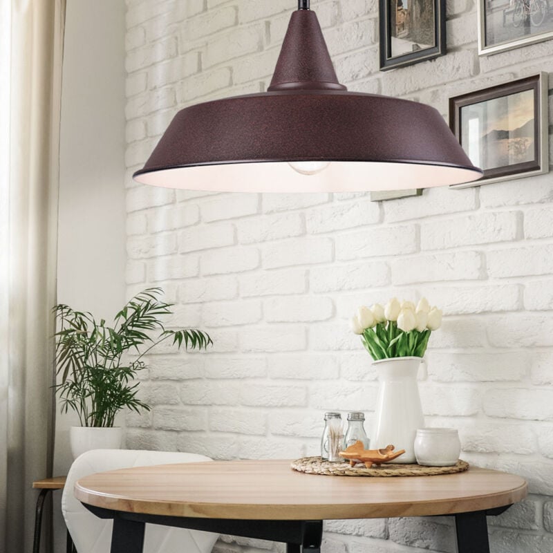 Suspension lampe suspension plafonnier salon suspension rouille look vintage, métal, 1x E27, DxH 35x150 cm
