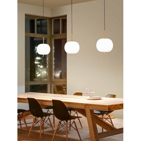 Suspension Led 18W, Finition Or Brossé Et Diffuseur En Verre Blanc, Diamètre 30 Cm, Lumière Chaude 3000K, Design Moderne Élégant Par Perenz.