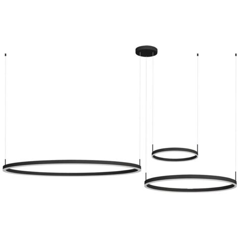 Suspension LED 3 anneaux noire 102W Jolieta IdeaLED