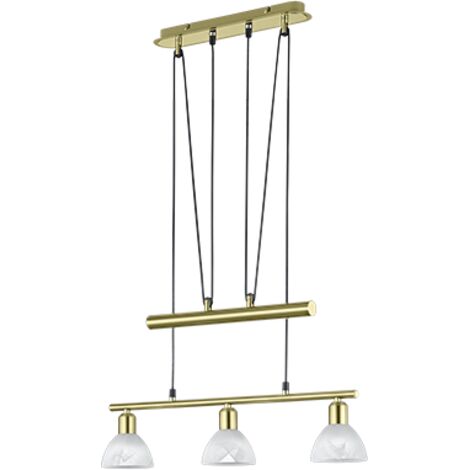 Suspension led 3 lampes e14 verre albatre laiton mat - trio - levisto 9891765 9891765 9891765 9891765 9891765