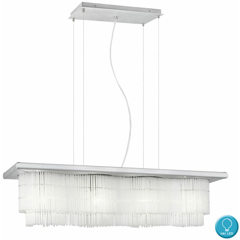 Suspension LED rideau de verre plafond lampe suspendue ALU brossé dans un ensemble comprenant des ampoules LED