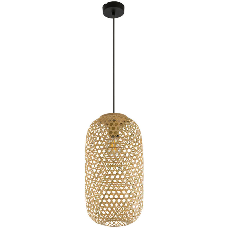 Etc-shop - Suspension plafonnier tresse de bambou FILAMENT suspension de salon dans un ensemble comprenant des ampoules LED