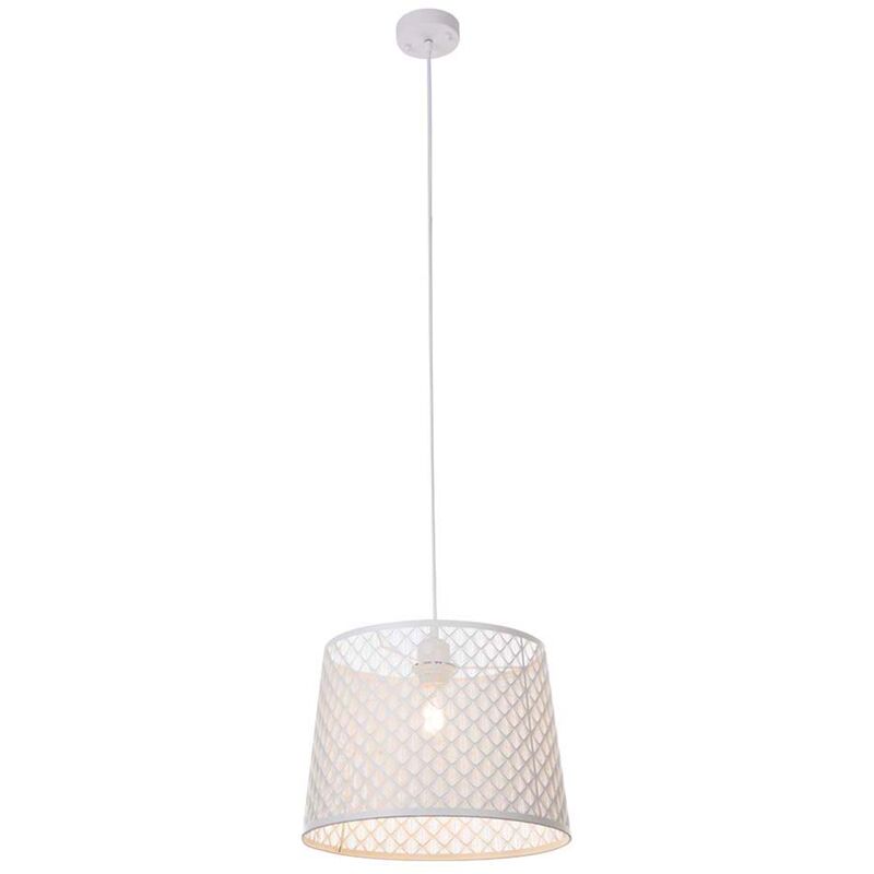Etc-shop - Lampe suspension pendule éclairage salle à manger lampe abat-jour motif blanc dans un ensemble comprenant des ampoules LED