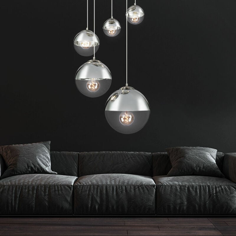 Plafonnier design suspension boule spot salon lampe suspendue clair dans un ensemble comprenant des ampoules led