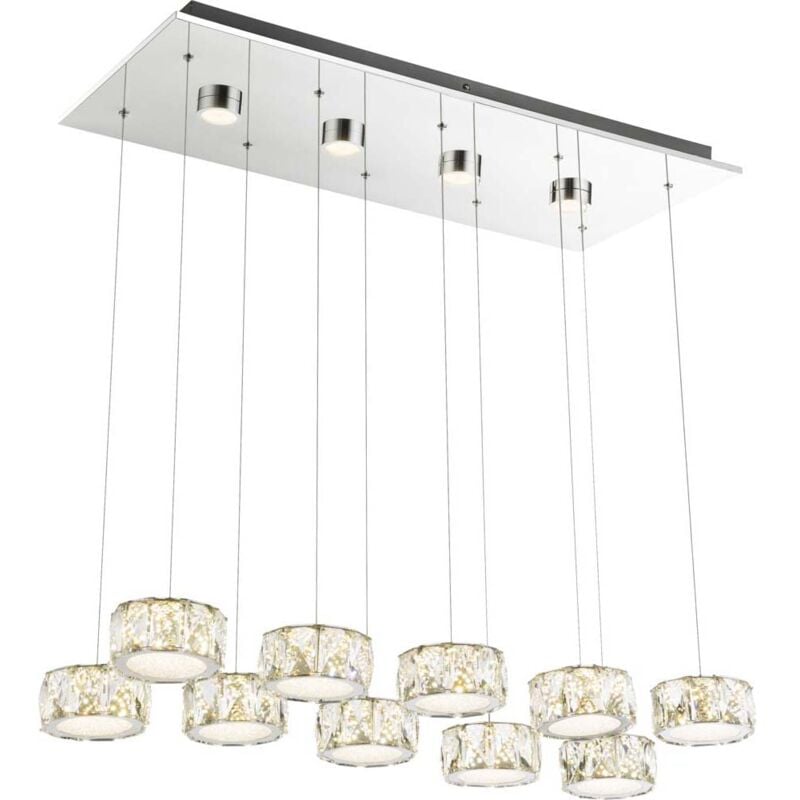 Globo - led plafonnier pendule lampe suspendue chrome luminaire cristaux de verre spots éclairage
