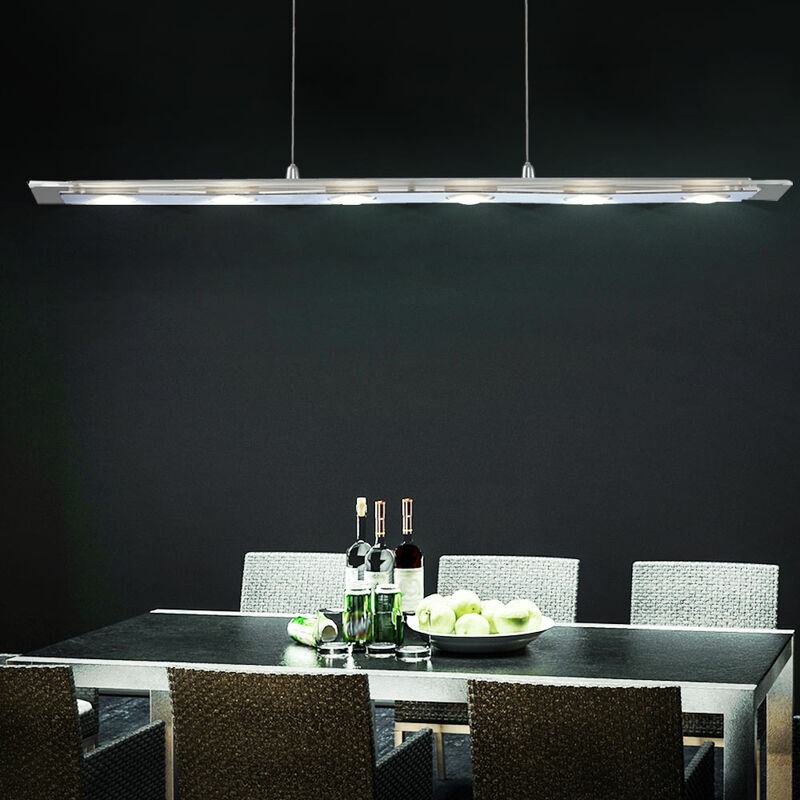 Etc-shop - Suspension LED chrome salon salle à manger plafond verre pendule lampe argent