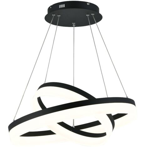 Suspension LED Cornelia Reality 60W, double anneaux noirs