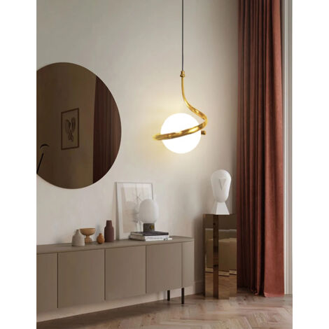 Suspension LED de style scandinave, luminaire d'intérieur, suspension à abat-jour en verre, pour cuisine et salon (ampoule non fournie)