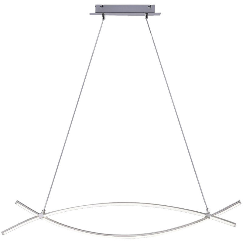 etc-shop - lampe a suspension lampe en acier courbe de salon lampe, metal argente, 2x led 8.4w 950lm