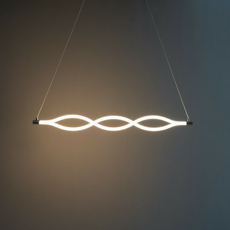 Suspension LED design ondulé - Zaphia - Argenté / Chromé