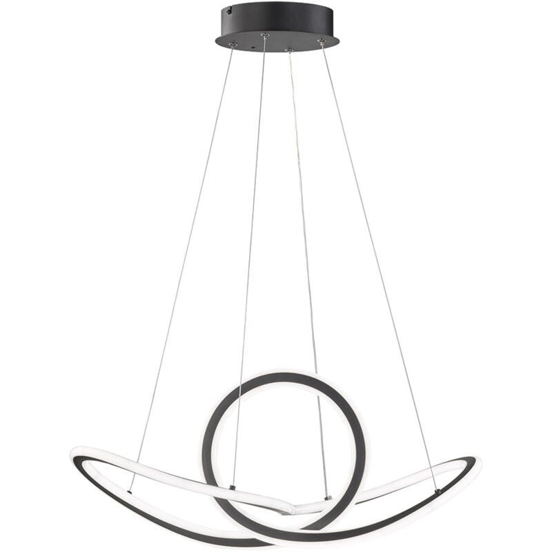 Suspension led, dimmable, lumière de salle à manger, plafonnier led suspendu, télécommande fonction mémoire cct, dimmable, métal noir, 1x led 53W