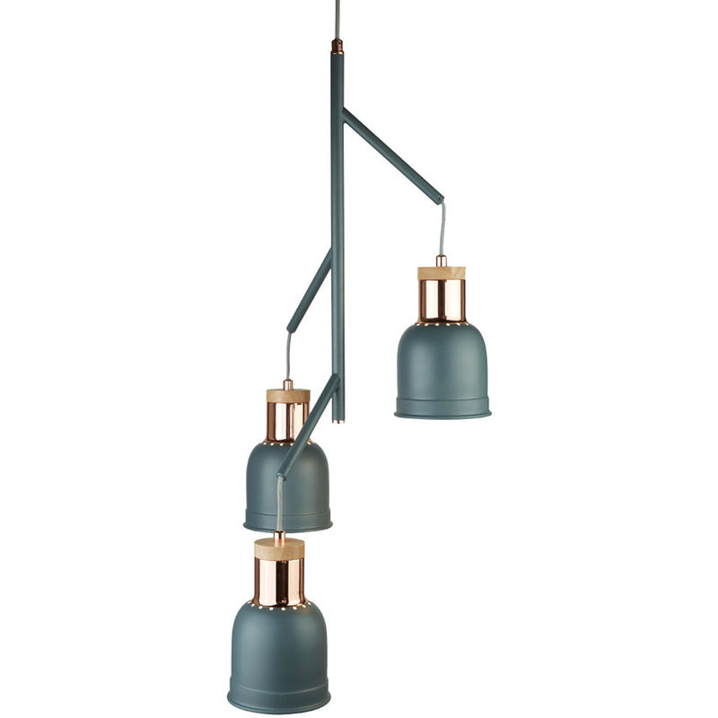 Etc-shop - Plafonnier rétro suspension salon gris lampe suspendue cuivre dans un ensemble comprenant des ampoules LED