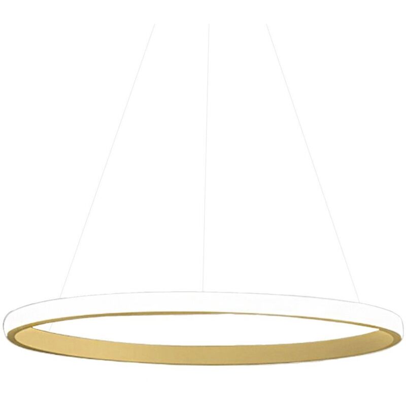 Gea Luce - Suspension led Iole S1 28W dimmable - Lustre avec anneau moderne en or brossé, lumière chaude 3000K Gea Luce - Suspension led Iole S1 28W dimmable - Lustre avec anneau moderne en or brossé, lumière chaude 3000K
