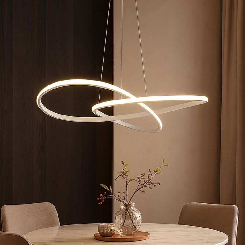 Suspension led lampe de table à manger lampe de salon blanche lampe suspendue lampe design courbée, aluminium, 20W 2540lm blanc chaud, DxH 50x100 cm Suspension led lampe de table à manger lampe de salon blanche lampe suspendue lampe design courbée, aluminium, 20W 2540lm blanc chaud, DxH 50x100 cm