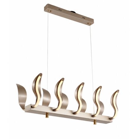 Suspension LED lotus linéaire, moderne salle à mangerlampe dorée, 3 couleurs de lumière, hauteur réglable, design-suspension