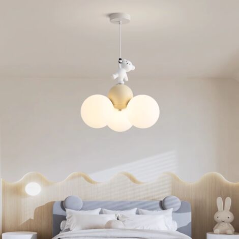 Suspension LED, lustre créatif, plafonnier suspendu avec ours de dessin animé, 3 températures de couleur réglables, 36 cm x 32 cm