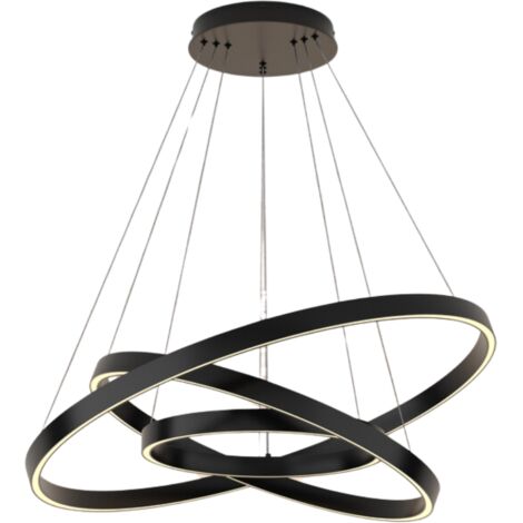 Suspension LED Maytoni Rim 3 anneaux Ø80 noire 3000K