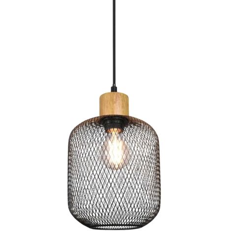 Suspension Led métal et bois culot E27 - Trio - Calimero