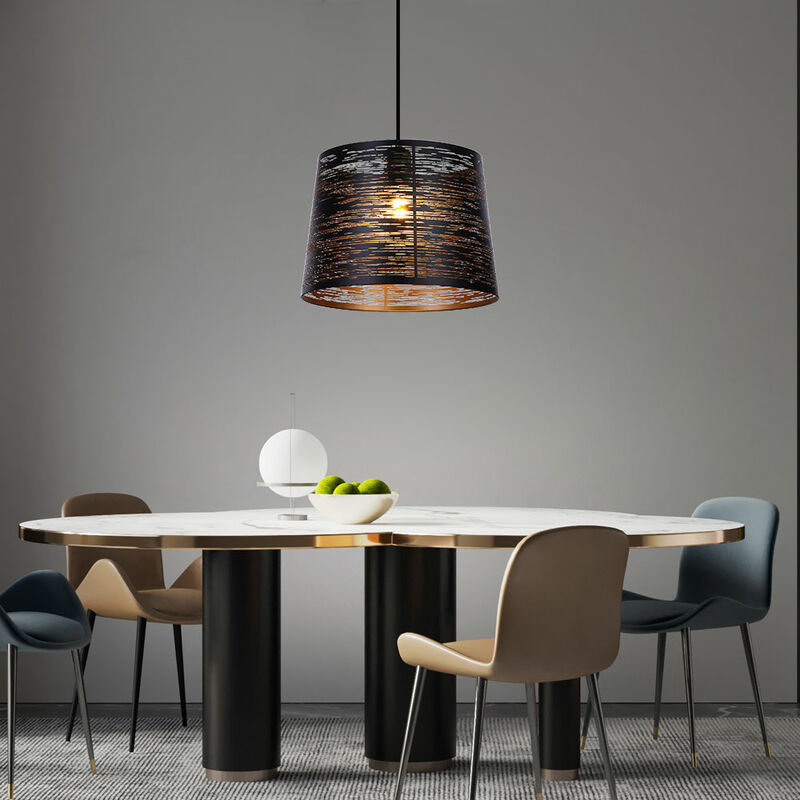 Etc-shop - Lampe à suspension salon éclairage plafonnier noir doré dans un ensemble comprenant des ampoules LED