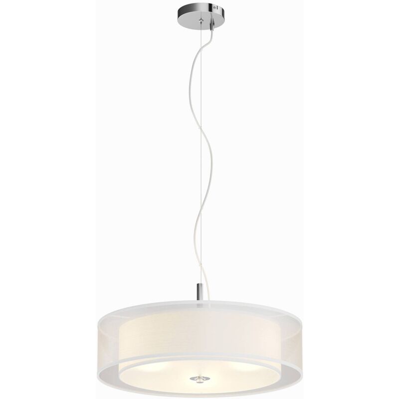 LED Suspension en Tissu 'Pikka' en métal pour salon & salle à manger - chromé, blanc
