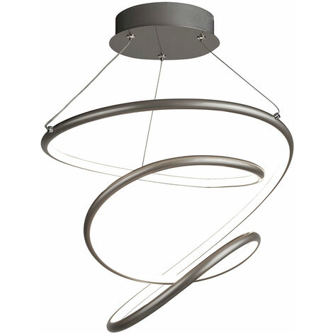 Suspension LED plafonnier en spirale suspension réglable en hauteur dimmable argent Searchlight light_7341SS